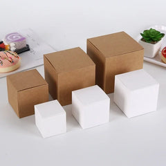 20/50/80Pcs Multi Size Square Kraft Gift Box Black White Brown Fold Packaging Gift Box Proposal Box For Bridal Birthday Party