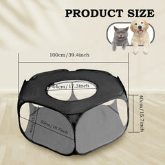 1pc Foldable Portable Pet Fence with Cover - Breathable Outdoor Playpen Suitable for Small Animals