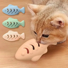 Fish-Shaped Cat Chew Toy - Dental Treat Dispenser Puzzle, Safe Silicone, No Battery, Interactive Pet Snack Game