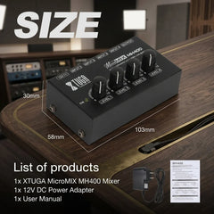 Mini Mixing Console 4 Channel Audio Mixer Mobile Recording Soundcard Studio Podcasting Live Streaming Equipment MH400