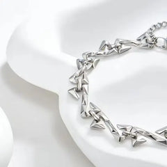 Letter Z Thorn Chain Bracelet for Women Men, Stainless Steel Barbed Wire Link, Gothic Punk Jewelry Gift