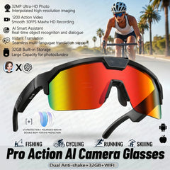 2026 New AI Smart Sports shooting&recording Glasses 800W Camera HD Anti-shake Bicycle Riding Shooting Artifact Windproof Goggles