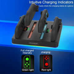 Multi-functional Charging Dock For Switch 2 Joy-Con Controller Charger Station RGB Light Fast Charging Stand For Switch2 Gamepad Charging Base With Type-C Cable