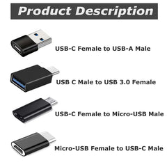 8pcs USB to USB C Adapter, USB Type C Female to USB Adapter, Micro USB