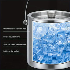 For Ice Bucket Wine Beer Champagne KTV Party Cooler 1.6L/2L/3L Stainless Steel Insulated