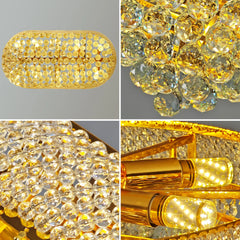 Luxury Ceiling Light: Empire Gold Ceiling Light Fixtures 10 Lights Rectangular Crystals Chandelier Over Long Dining Table, for Kitchen Islands, 3 Colors Temperature