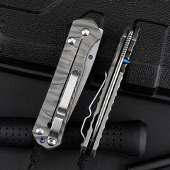New Style Outdoor Pocket Folding Knife Damascus Steel Blade Titanium Alloy Handle Portable Knives Peeling Tool Jungle Knives