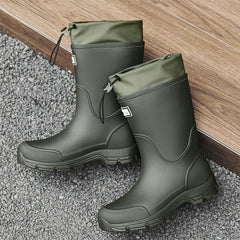 Women Rain Boots Mid Calf Slip Non Shoes Thick Outdoor Garden Work Shoes Durable Plus Size Lady Boots Rubber Waterproof Men
