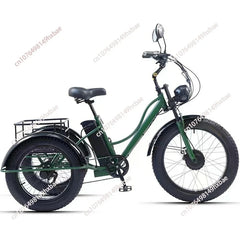 Electric Bike For Man 24-Inch 750W 48V Three Wheeled Electric Vehicle Fat Tire Pedal Powerful Electric Tricycle For Adults Elder
