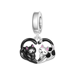 Hot Sale 925 Sterling Silver Dog Cat Cute Pet Animals Pendant Birthday Party Gift for Women Bangle Bracelet Necklace DIY Jewelry