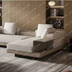 LX cotton and linen concubine fabric sofa light luxury large flat floor living room straight row combination sofa