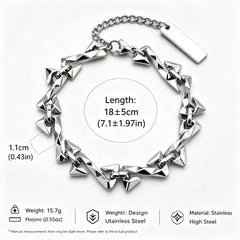Letter Z Thorn Chain Bracelet for Women Men, Stainless Steel Barbed Wire Link, Gothic Punk Jewelry Gift