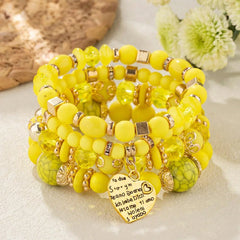 4pcs Boho Crystal Beads Chain Bracelet Set for Women Vintage Heart