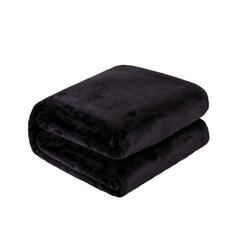 250GSM Black Flannel Blanket Soft Plush Fleece Throw Warm Cozy Bed Cover for Sofa Bedroom All Season Blanket Queen King Size