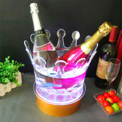 Rechargeable LED Ice Bucket  Crown Shaped Wine Beer and Champagne Cooler with Glowing Light for Bar Party and Nightclub Use