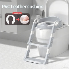 Portable Children's Toilet Seat Stairway Adjustable Baby Toilet Folding Stand Step Stool Toilet Seat Ring with Nonslip Pad