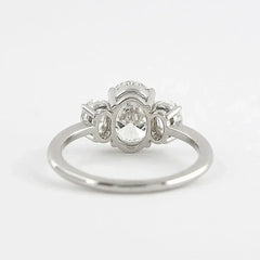 3/6cttw Real Moissanite Engagement Ring with Certificate 3-Stone Oval