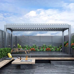 Aluminum Pergola Rainproof Electrically Adjustable Gazebo Electric Louvered Awning Outdoor Patio Sunshade