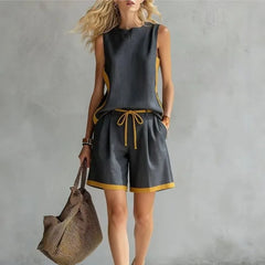 2026 Summer New Sleeveless Vest Shorts Suit Women's Casual Loose Two-Piece Set Suit Resort Style Fashion Pockets Women Clothing