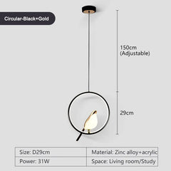 Rotatable Magpie Bird LED Pendant Light for Bedside Bedroom Indoor Gold Silver Hanging Lighting Chandelier Lamps Foyer AC85-265V