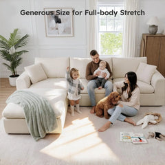 Modular Cloud Sectional Sofa, No Assembly Boneless Couch, High Back Pillows, Living Room & Apartment Durable Fabric, Customized