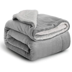 Sherpa Fleece Blanket Throw Black Soft Reversible Thick Plush Blankets Microfiber Winter Bed Blanket for Camping Couch Sofa