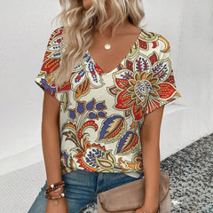 Women's Plus Size T-Shirt Summer V-Neck T Shirt For Women Daily Fashion Short Sleeve Casual T-Shirt 3d Print Female Clothes