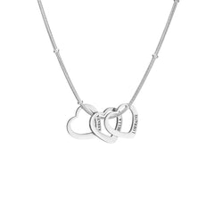 Lemegeton Customize Name Love Necklace 1-4 Heart Pendant Personalized Engraved Name Stainless Steel Jewelry Couple Family Gifts