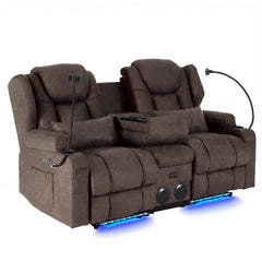 Power Recliner Loveseat for Living Room, Loveseat Sofa with Center Console, USB Type-C Port, PU Leather Chair with, Customized