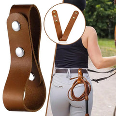 Equestrian Leather Whip Hanger Belt Loop Secure Snap Fastener Strap for Horse Riding Crops & Tack Room Organization
