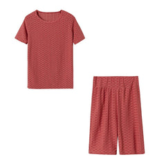 New Summer Round-Neck Solid Color Short-Sleeved Two-Piece Yoga Shorts