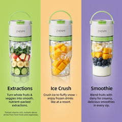 ZHENMI J27 BPA-Free Cordless Portable Personal Blender – 24oz Ice Crushing Blender for Shakes & Smoothies, USB Rechargeable, Lightweight & Compact Design with Modern Look, Easy to Clean, Fits Most Cup Holders & Backpacks, D