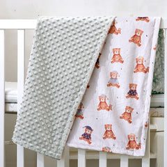 1PC Baby Blanket, Soft Plush Minky Blanket with Double Layer Dotted Backing for Toddler, Multicolor Printed 30 X 40 Inch