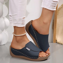 Summer Soft Platform Slippers Women 2025 Fashion Peep Toe Wedges Flip Flops Woman Light Med Heel Casual Beach Shoes