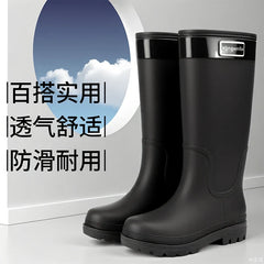 High-top rain boots, women's rain boots, lined adult outer wear, waterproof hiking boots, anti-slip shoes, durable sole