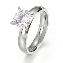 Minimalist Women's Wedding Rings with 4MM Cubic Zirconia Simple Elegant Female Finger Accessory Engagement Bands Jewelry