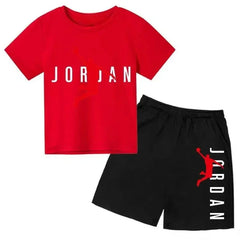 Summer Brand Letter Print Short Sleeve Kid T-shirt+shorts 2pcs Set for Boys and Girls Fashionable Casual Children's Set Outfits