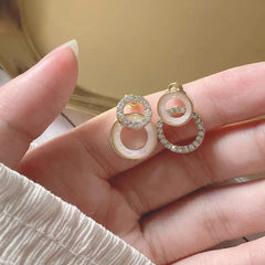 Vintage CC Design Stud Earrings for Women Korean Fashion X Cross Zircon Earring Engagement Jewelry Gifts Wholesale