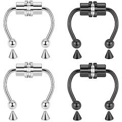 1/2/3/4/5pcs Fake Magnetic Stainless Steel Nose Rings, Non Piercing