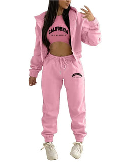 Autumn and Winter New Fleece Hoodie Letter Print Hooded Women's Suit