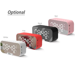 Bluetooth Speaker with LED Mirror Screen Digital Dual Alarm Clock with FM Radio Phone Holder Temperature For Bedroom Office