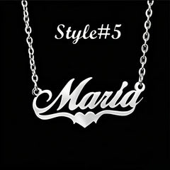 Multi-style Heart Name Design Personalized Pendant Necklace Woman Stainless Steel Silver Gold Name Customized Necklace Jewelry