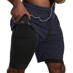 Mens Sport Shorts Sportswear Double-deck Running Shorts 2 In 1 Beach Bottoms Summer Gym Fitness Training Jogging Short Pants Men