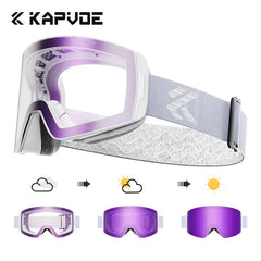 Kapvoe Snow Goggles Ski Snowboarding Skiing Sunglasses for Women Men Anti-Fog Lens UV400 Photochromic Glasses Motorcycle Glasses