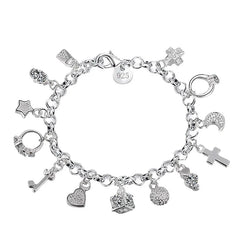 925 Sterling Silver Valentine Gift Charm Color Jewelry Fashion