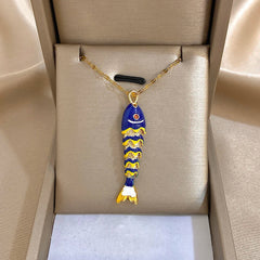 18K Gold Plated Stainless Steel Fish Pendant Necklace for Women