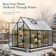 6x8 FT Polycarbonate Greenhouse, Walk-in Greenhouses for Outdoors, Aluminum Frame Plant Green House with Locking, Customized