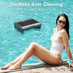 Upgraded Solar Pool Cleaner Powered Robotic Pool Vacuum Surface Cleaner with Remote Control Dual Charging Option of Pool Skimmer