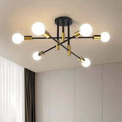 Retro Industrial Wrought Iron Ceiling Chandeliers LED Ceiling Lamp Home Luminaire Modern Living Room Lamps E27 Decoration Lights