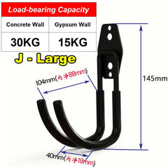 Garage Heavy Duty Metal Hook Organizer Steel Wall Mount Anti-slip Bicycle Hanger Hooks Ladders Bulky Items Storage Garden Tool